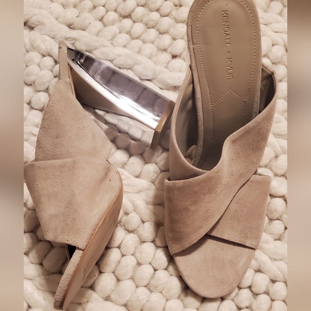 Kendall and Kylie lucite heeled suede shoes